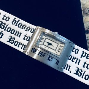 LAMB watch women’s black and white leather band